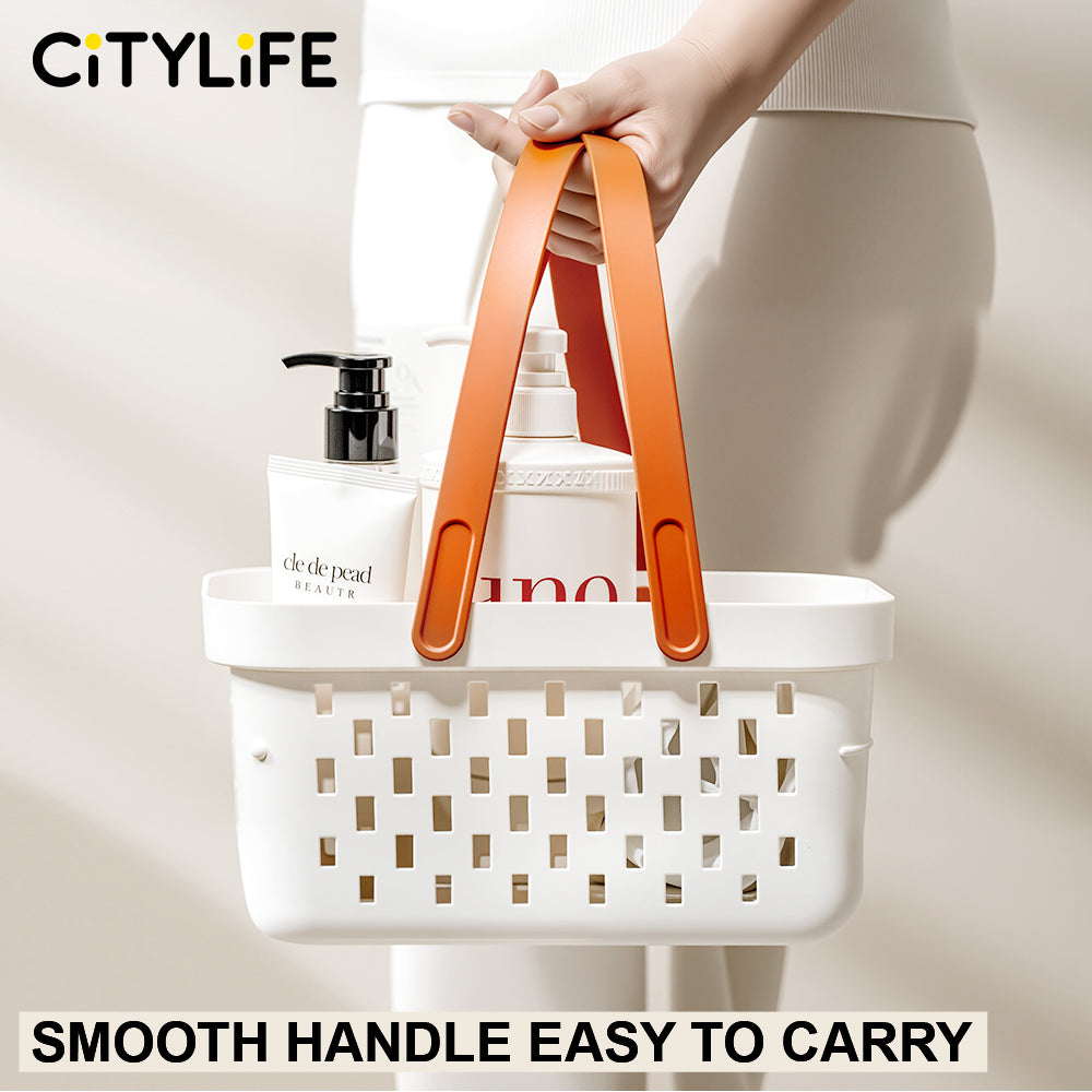 🔥NEW🔥Citylife Handles Holes Storage Drain Basket Plastic Storage Box Container with Handles Cabinet Organizer