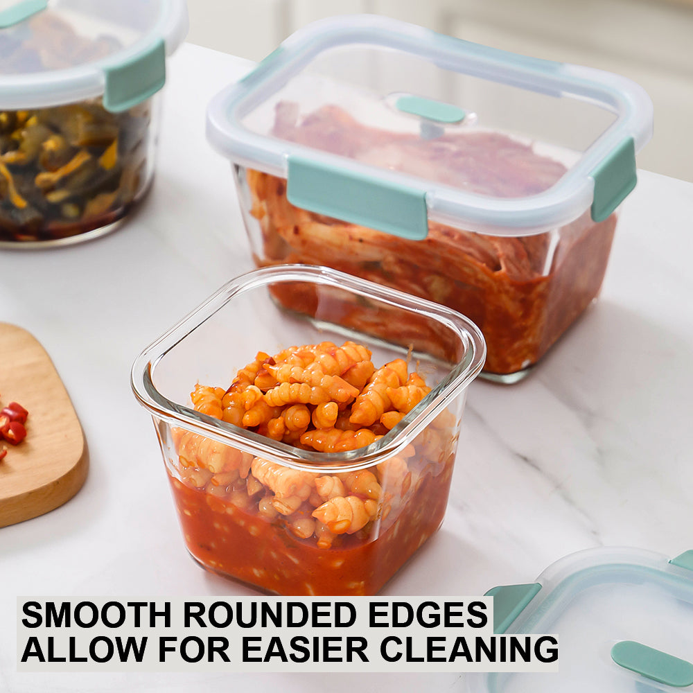 Citylife Antibacterial Glass Food Container Bundle Air-tight Glass Lunch Box Microwaveable BPA Free Bento Box