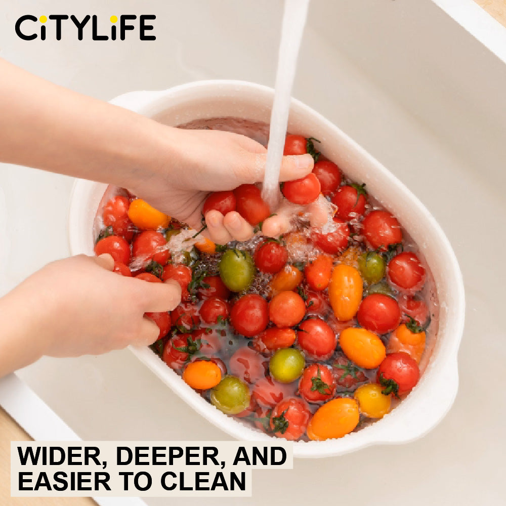 🔥NEW🔥Citylife 2-in-1 Kitchen Strainer Colander Wash Vegetable Basket Large Plastic Washing Bowl