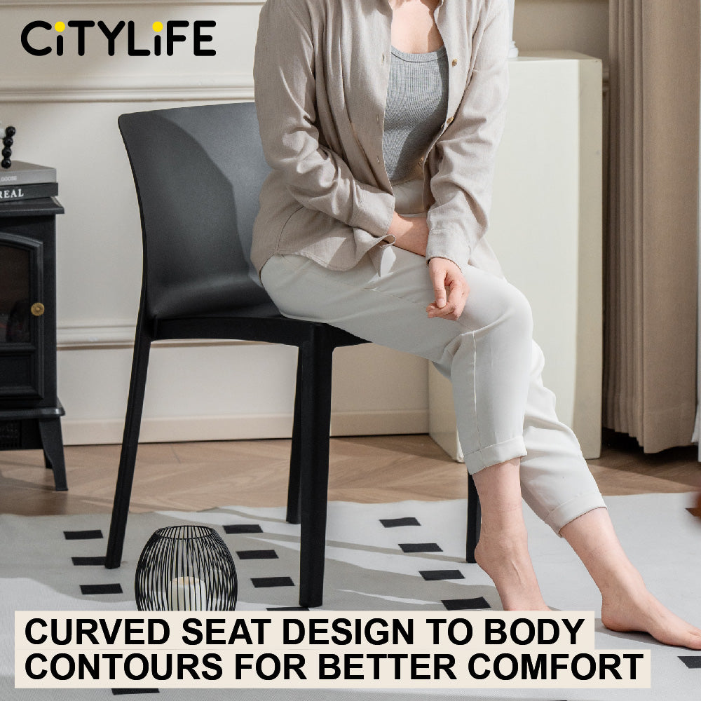 🔥NEW🔥Citylife Nordic Plastic Chair Dining Chair Stackable Home Chair Thickened Coffee Chair Plastic Chair