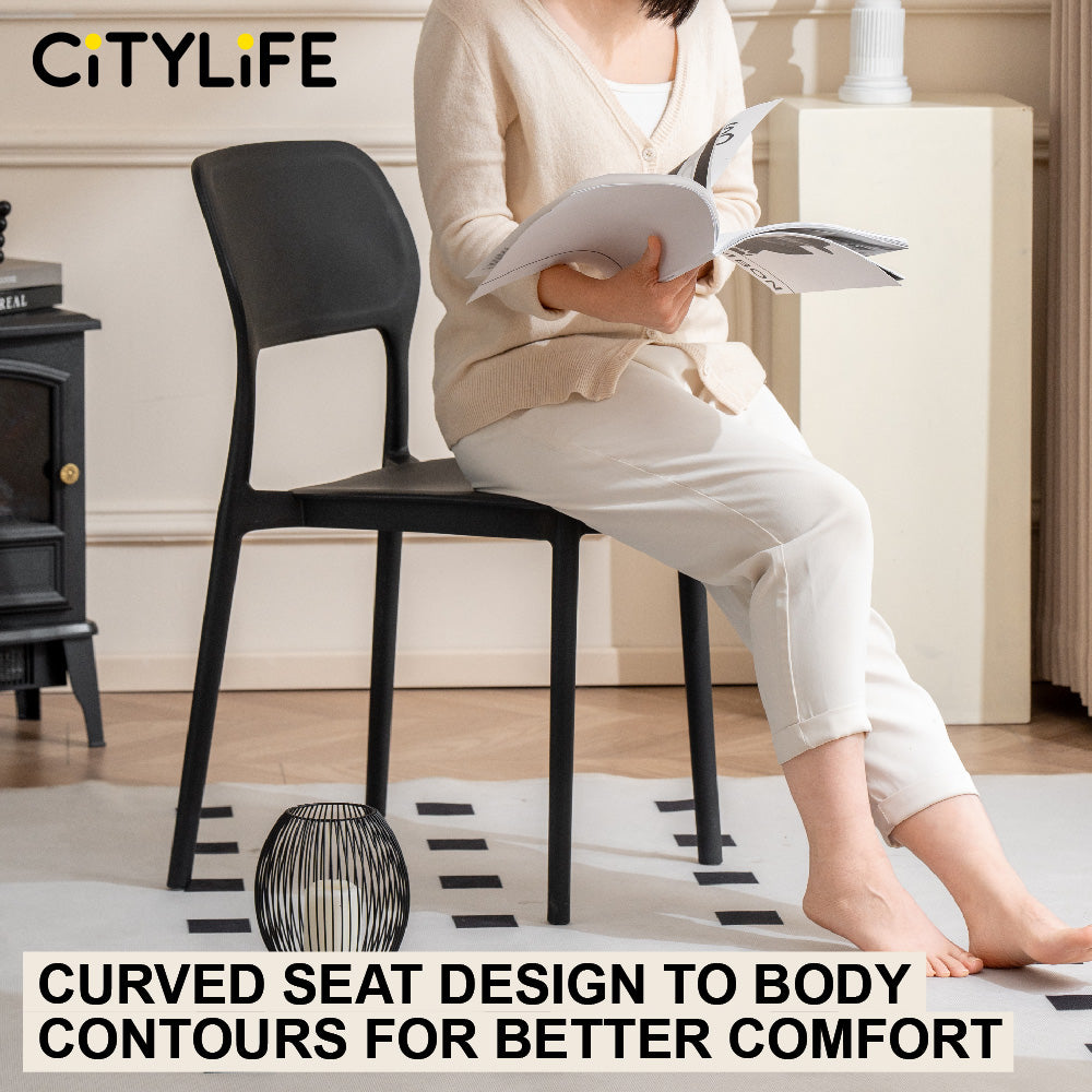 🔥NEW🔥Citylife Nordic Plastic Chair Dining Chair Stackable Home Chair Thickened Coffee Chair Plastic Chair