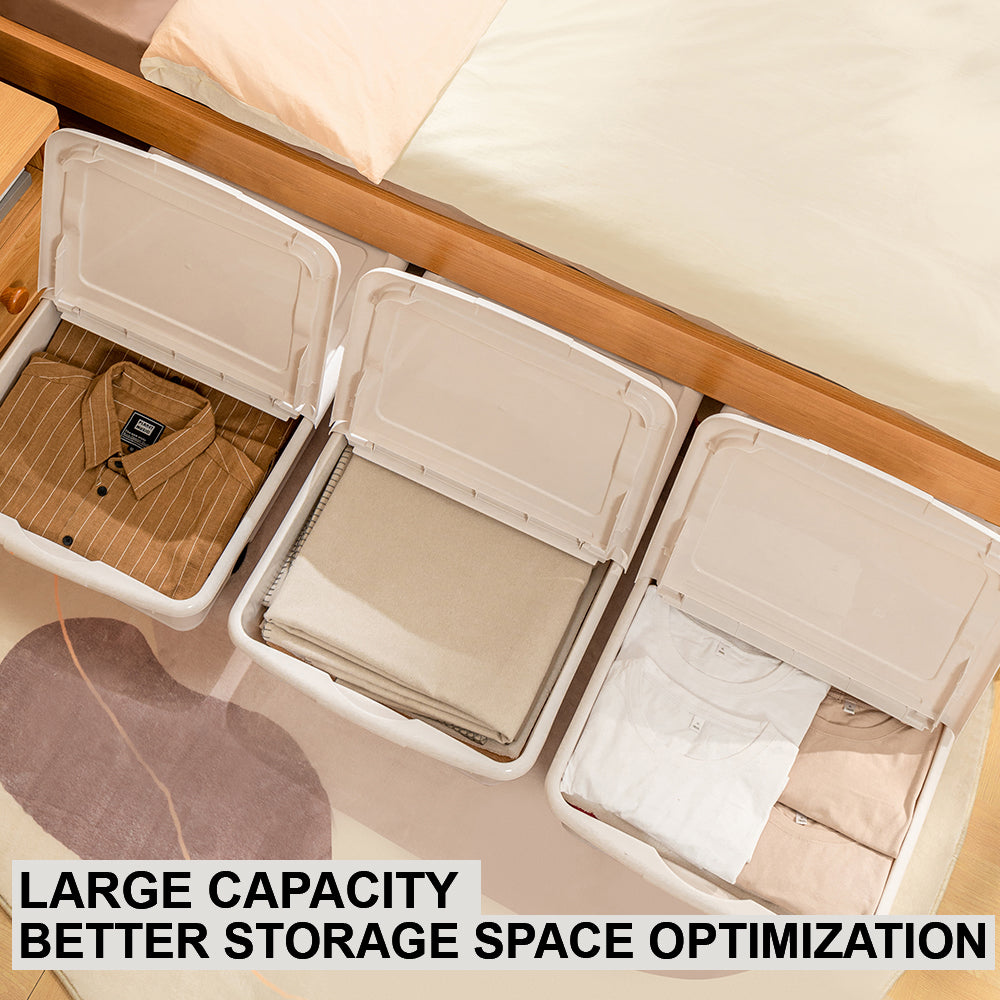 Citylife 36L Underbed Storage Box With Wheels Dormitory Quilt Sorting Box Double-sided Lid