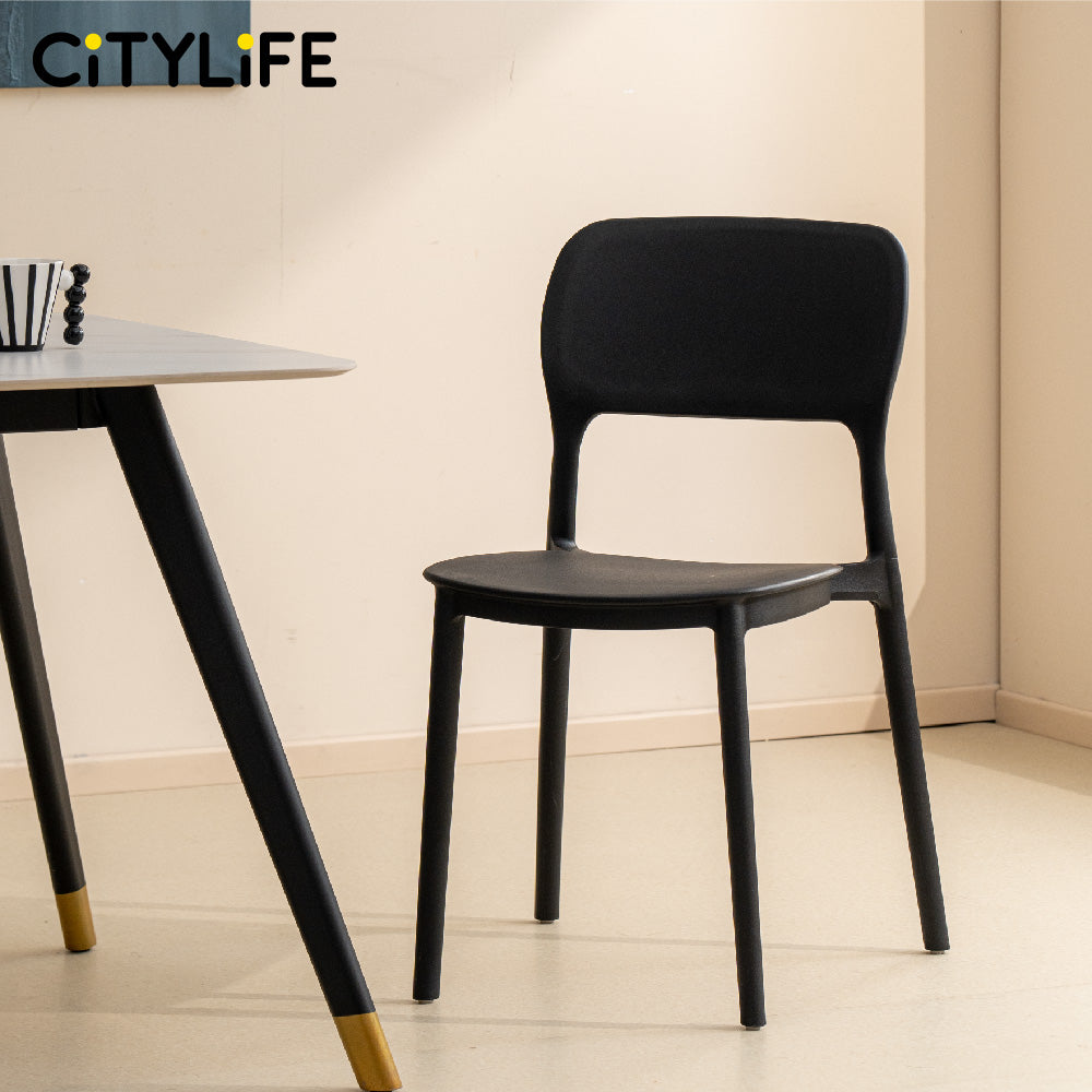 🔥NEW🔥Citylife Nordic Plastic Chair Dining Chair Stackable Home Chair Thickened Coffee Chair Plastic Chair