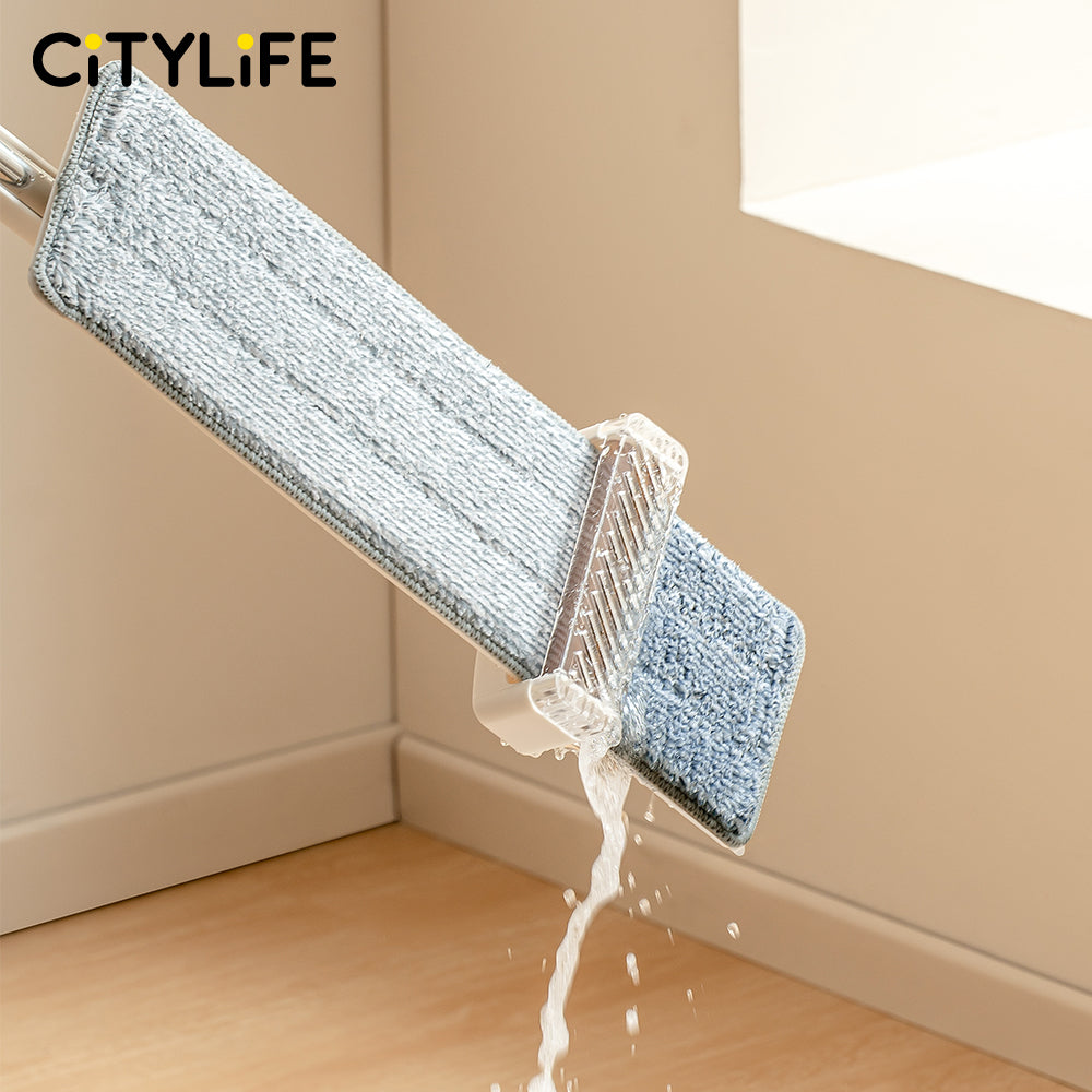 🔥NEW🔥Citylife Lazy Mop Set Hand Free Mop Floor Cleaner Flat Wet Dry Mop 360 Swivel Microfiber Cleaning Tool