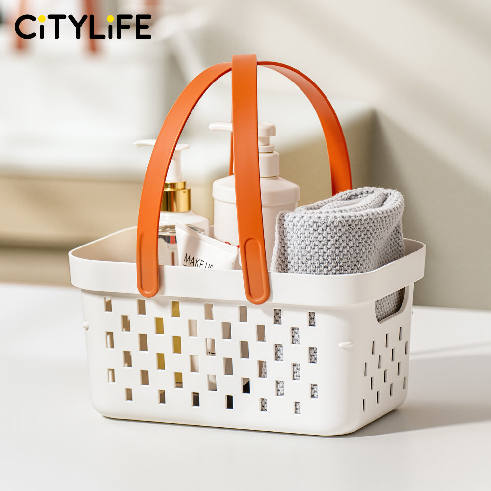 🔥NEW🔥Citylife Handles Holes Storage Drain Basket Plastic Storage Box Container with Handles Cabinet Organizer