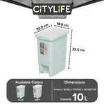 Citylife 10L Rubbish Bin Waste bin dustbin Trash Bins Garbage Bin Kitchen Bin  T-3068