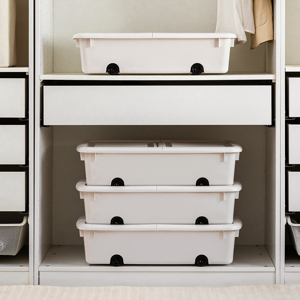 Citylife 36L Underbed Storage Box With Wheels Dormitory Quilt Sorting Box Double-sided Lid