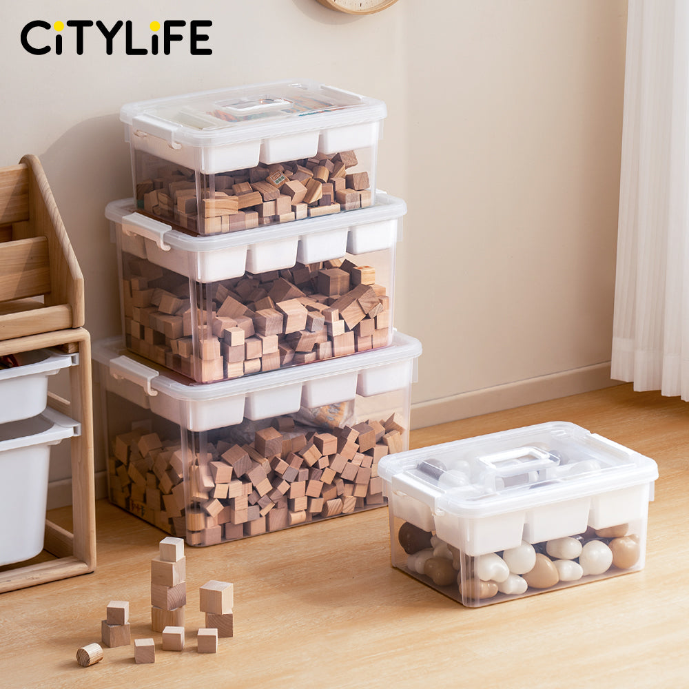 Citylife 16L/30L Transparent Organizer Stackable Storage Container Box With Extra Compartment Tray