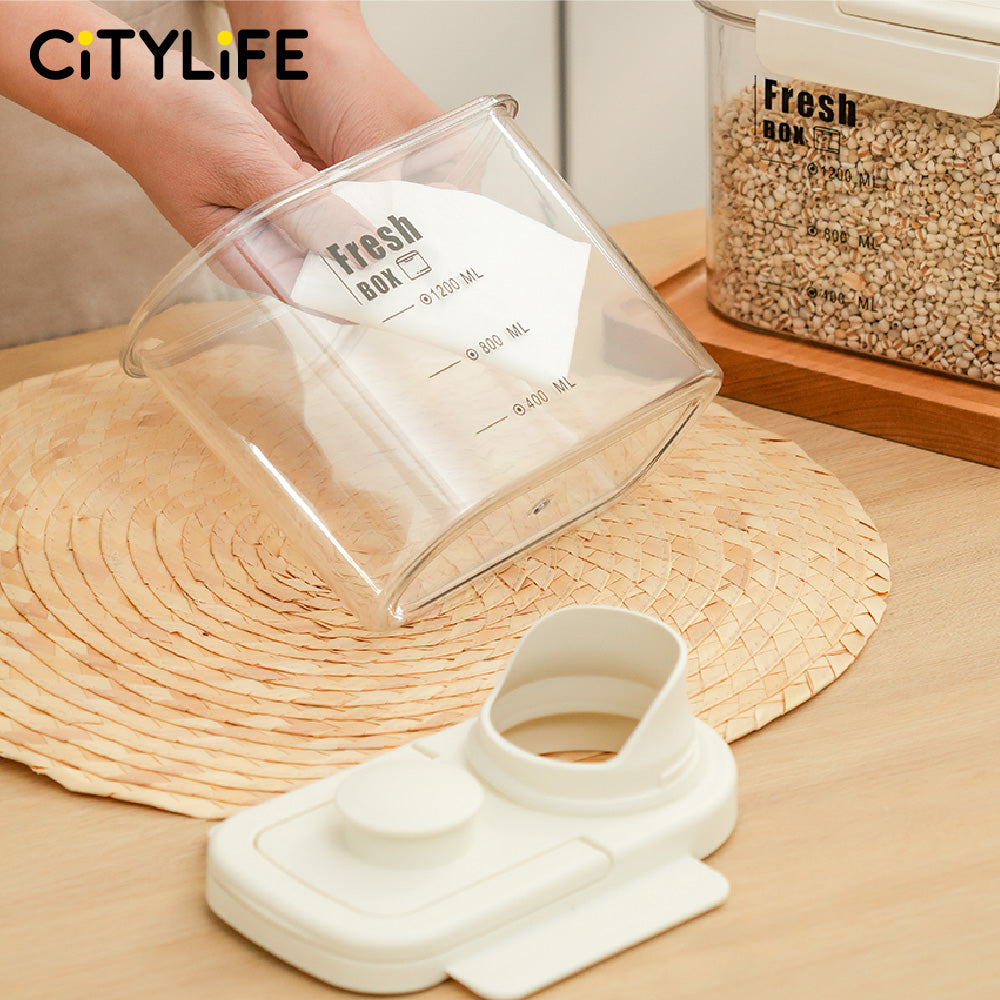 Citylife Kitchen Food Dispenser Container Sealed Leak-proof Crisper Kitchen Or Pet Food With Pour Spout Measuring Cup