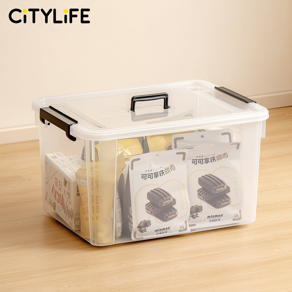 🔥NEW🔥Citylife Transparent Organizer Stackable Storage Box Plastic Storage Box Organizer With Handle 16L/30L/43L/55L