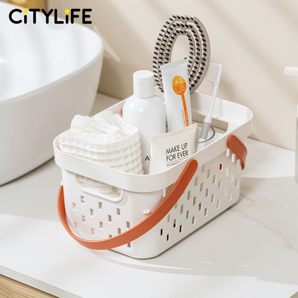 🔥NEW🔥Citylife Handles Holes Storage Drain Basket Plastic Storage Box Container with Handles Cabinet Organizer