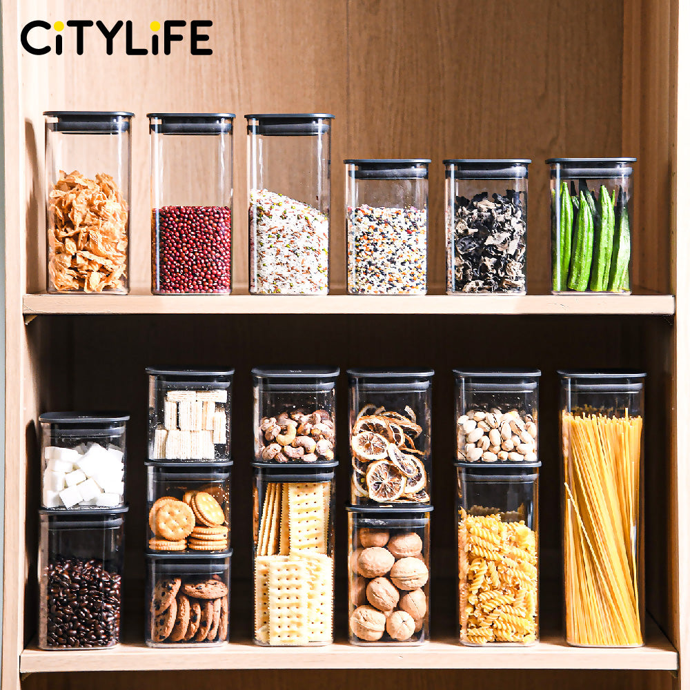 Citylife 0.7L-2.1L Stackable Airtight Food Container Spice Food Airtight Grain Storage Jars