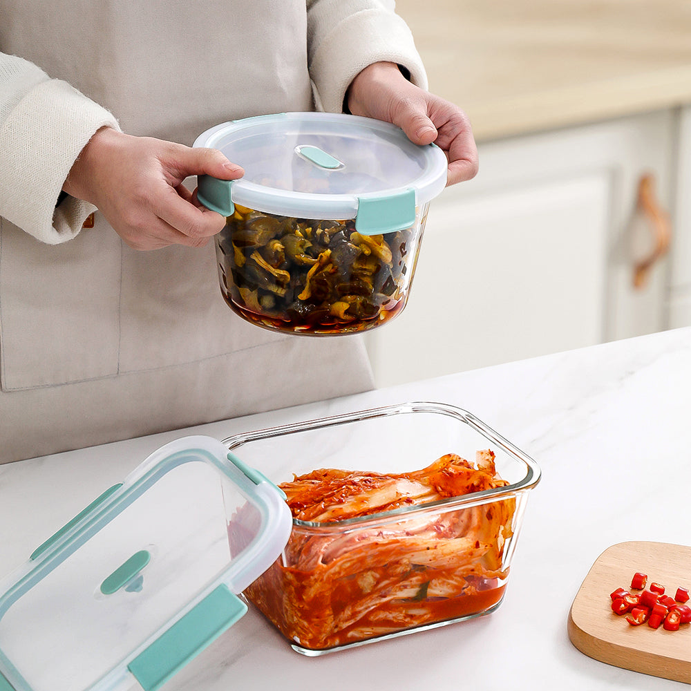 Citylife Antibacterial Glass Food Container Bundle Air-tight Glass Lunch Box Microwaveable BPA Free Bento Box