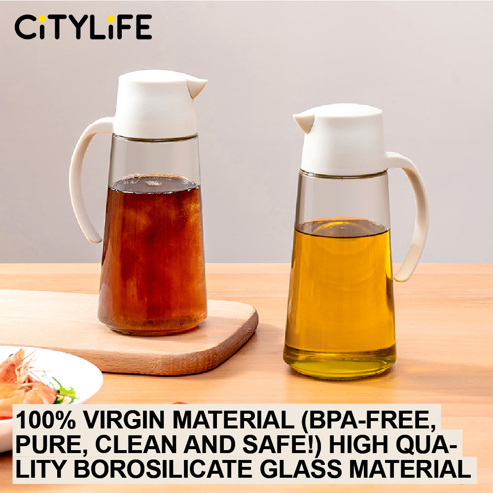 Citylife 695ml Glass Bottle Oil Sprayer Sauce Bottle Glass Storage Bottles for Oil and Vinegar Creative Oil Dispenser