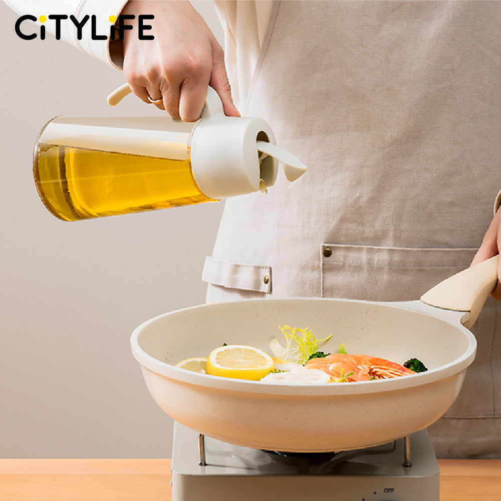 Citylife 695ml Glass Bottle Oil Sprayer Sauce Bottle Glass Storage Bottles for Oil and Vinegar Creative Oil Dispenser