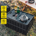 Citylife 64L Collapsible Storage Box Crate with Lid Folding Storage Box with Cover Panel for Home Outdoor
