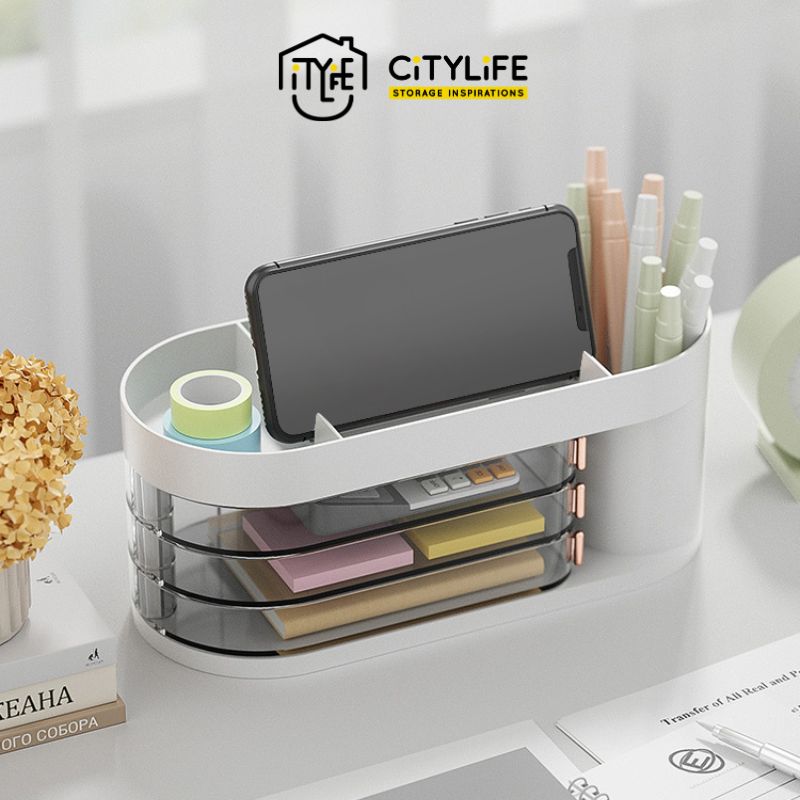 Citylife Multi-Purpose Stationary Holder Desktop Organiser for Office Study Room With Extra Compartments H-8889