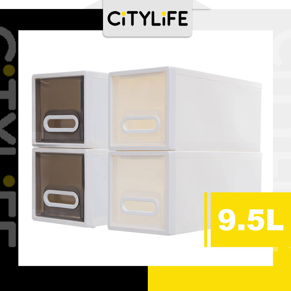 (Bundle of 2) Citylife 9.5L Stackable Storage Chest Drawers box Home Organizer Drawer Plastic Cabinet G-5200