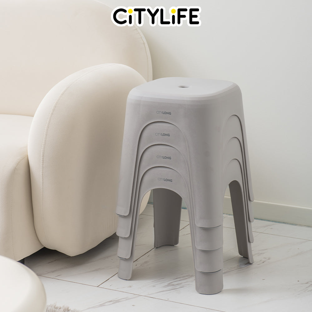 (Bundle of 2) Citylife Sturdy Stackable Picnic Gathering Cuboid Sitting Stool Chair Hold Up To 120kg D-213233