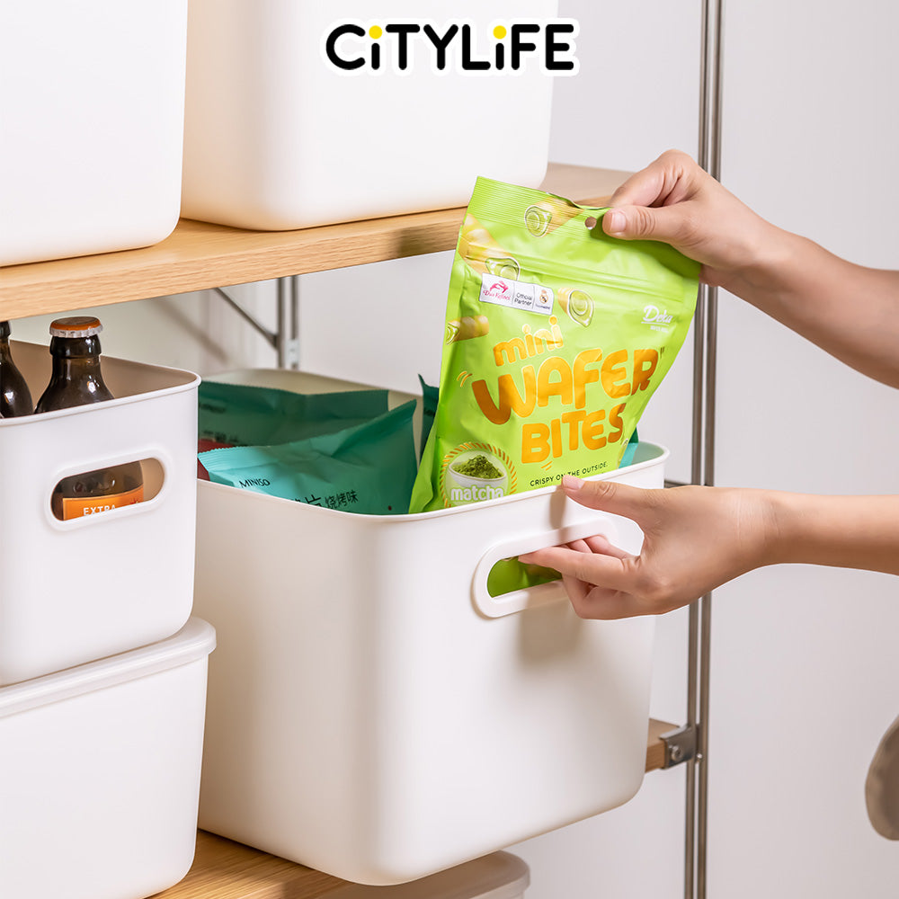 (Bundle of 2) Citylife 6.5L Organisers Storage Boxes Kitchen Containers Wardrobe Shelf Desk Home With Closure Lid - S H-7702