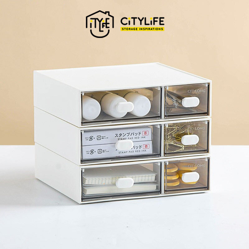 Citylife 1.1L Multi-Purpose Brick Desktop Mini Cabinet Storage Drawers Desk Organizer H-7285