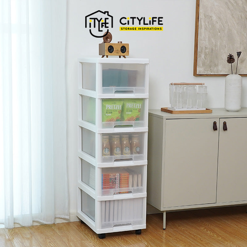 Citylife 90L 5 Tier Drawers Multi-Purpose Comfort Cabinet With Wheels G-5022