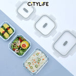 (Bundle of 2) Citylife Air-tight Glass Lunch Box Oven Microwave Glass Food Container Bento Box With Divider H-849091