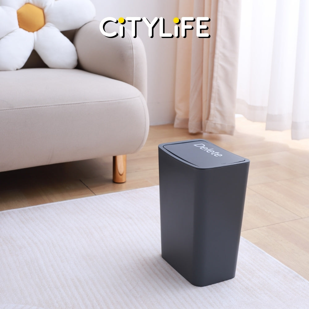 Citylife 8L Bathroom Dustbin Kitchen Hand Press Trash Bin Garbage Bin Rubbish Bin T-3074