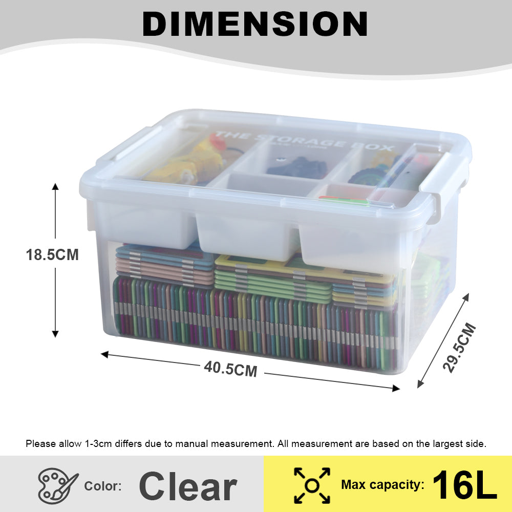 Citylife 16L/43L Transparent Organizer Stackable Storage Container Box With Extra Compartment Tray X-60111218