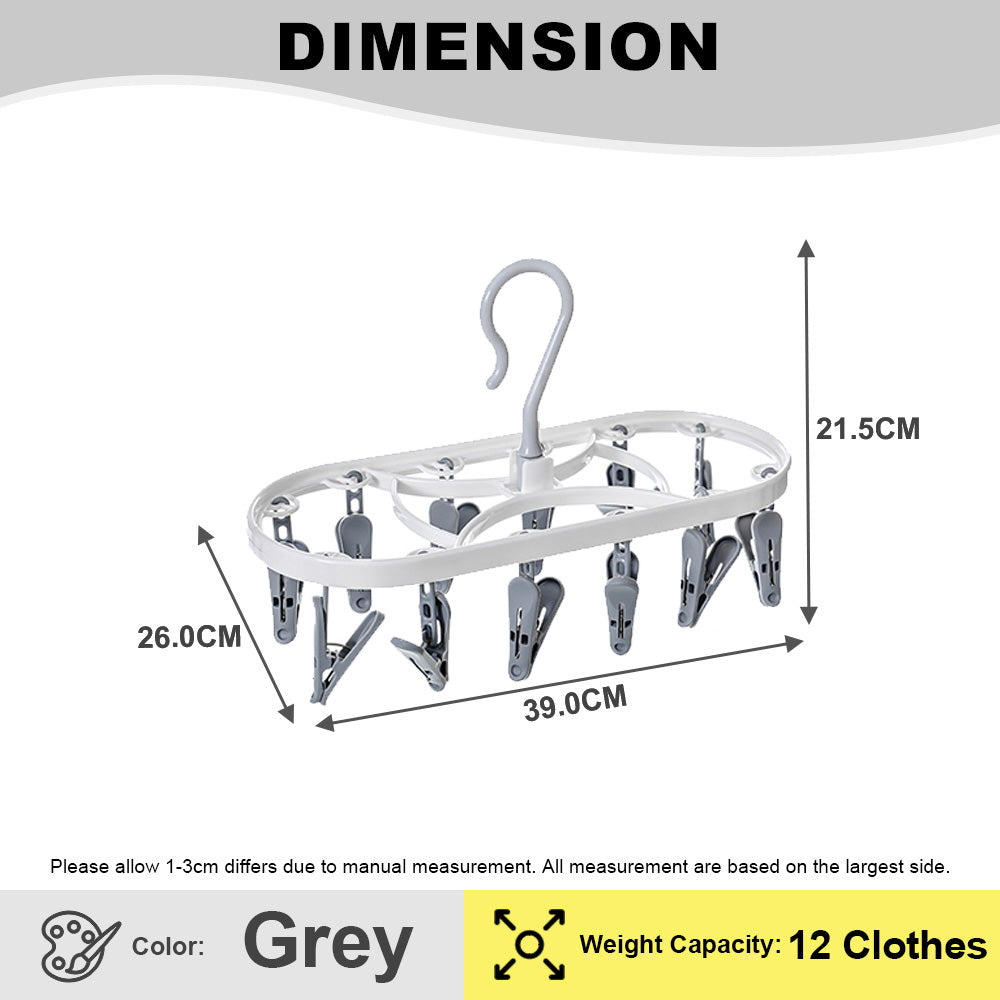 Citylife 12 / 24 Clothes Peg Hanger Foldable Laundry Hanging Clips Multi Pegs Rack J-870607