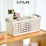 (BUNDLE OF 2) - Citylife Plastic Storage Basket Organizer Toy Storage Kitchen Organizer with handle Basket with holes L-7101020304