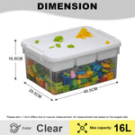 Citylife 16L/43L Plastic Storage Box With Building Baseplate Lid Container With Extra Compartment Tray X-60151617