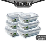 (Gift Pack Bundle) Citylife Air-tight Glass Lunch Box Oven Microwave Glass Food Container Bento Box H-84848586