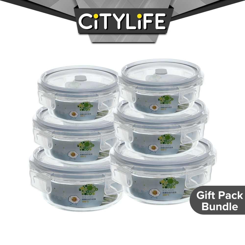 (Gift Pack Bundle) Citylife Air-tight Glass Lunch Box Oven Microwave Glass Food Container Bento Box H-84878889