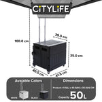 Citylife 50L Large Capacity Collapsible Grocery Shopping Trolley 360 Rotatable wheels ZDC-01(Small)