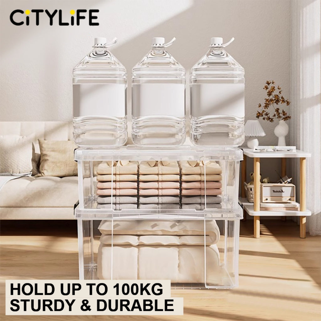 Citylife Plastic Storage Box Transparent Stackable Storage Organizer L ...