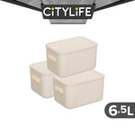 (Bundle of 2) Citylife 6.5L Organisers Storage Boxes Kitchen Containers Wardrobe Shelf Desk Home With Closure Lid - S H-7702