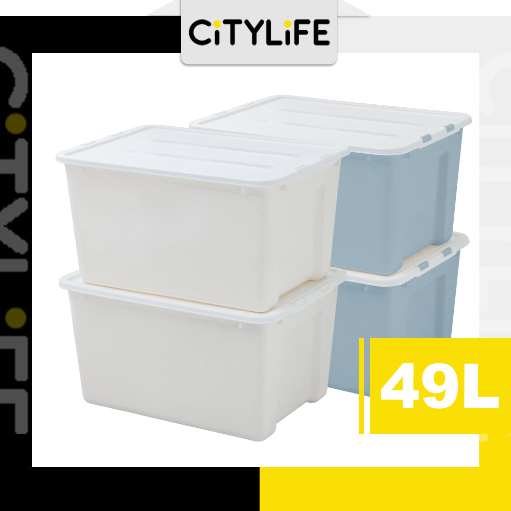 Citylife 47L Transparent Storage Box Stackable Storage Large Container Box With Wheels X-6333