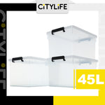 (BUNDLE OF 2) Citylife 45L PIATTO Transparent Organizer Stackable Storage Container Box X-6270