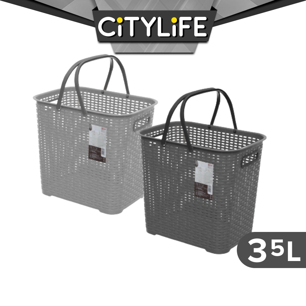 Citylife 35L Plastic Laundry Basket Large Hamper Laundry Bag for Clothes With Easy Handle L-7162