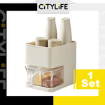 Citylife Kitchen Double-Layer Racks Seasoning Supplies Storage Racks Spice Jar Plastic Finishing Storage H-9490