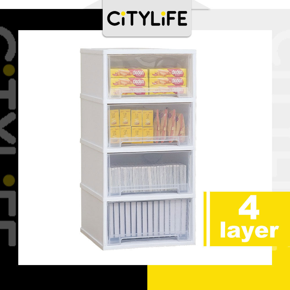 Citylife 108L 4 Tier Storage Cabinet Space Saving Drawer Knock Down Cabinet Cabinet Organizer G-5090