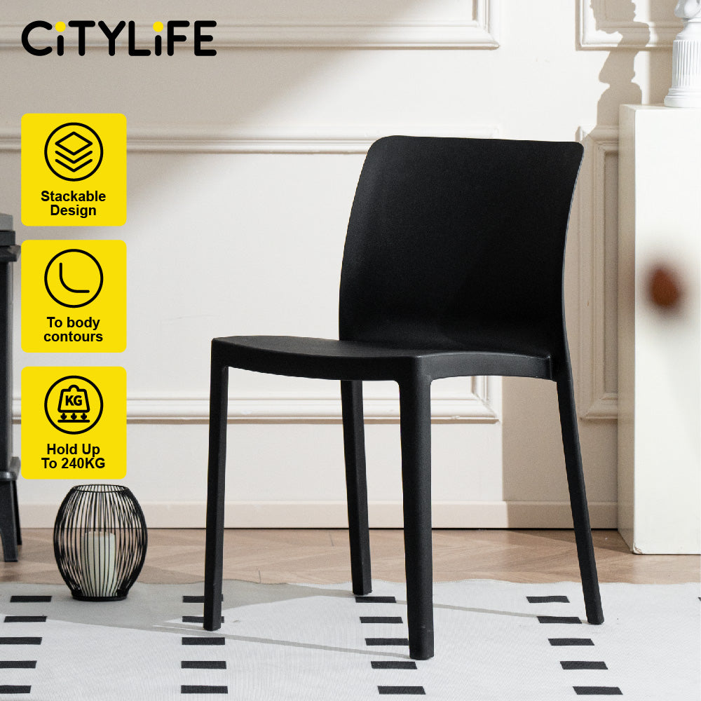 🔥NEW🔥Citylife Nordic Plastic Chair Dining Chair Stackable Home Chair Thickened Coffee Chair Plastic Chair