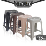(Bundle of 2) Citylife Plastic Stool Simple Modern Premium Stackable Thickened Living Room Dining Chair Stoolt - (Hold Up To 120kg) D-2040