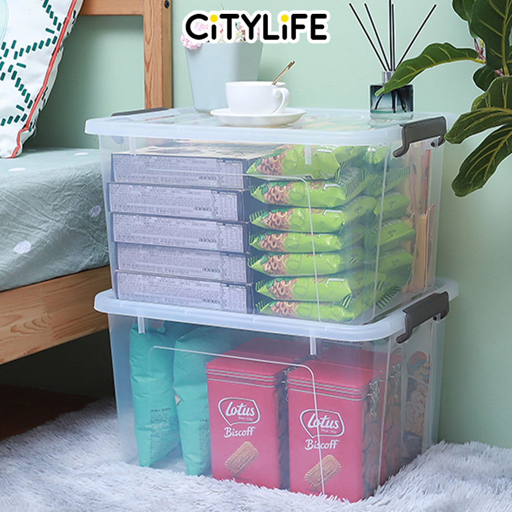 Citylife 42L Widea Transparent Storage Box Stackable Storage Large Container Box With Wheels X-6328