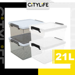 (BUNDLE OF 2) Citylife 21L PIATTO Transparent Organizer Stackable Storage Container Box X-6268