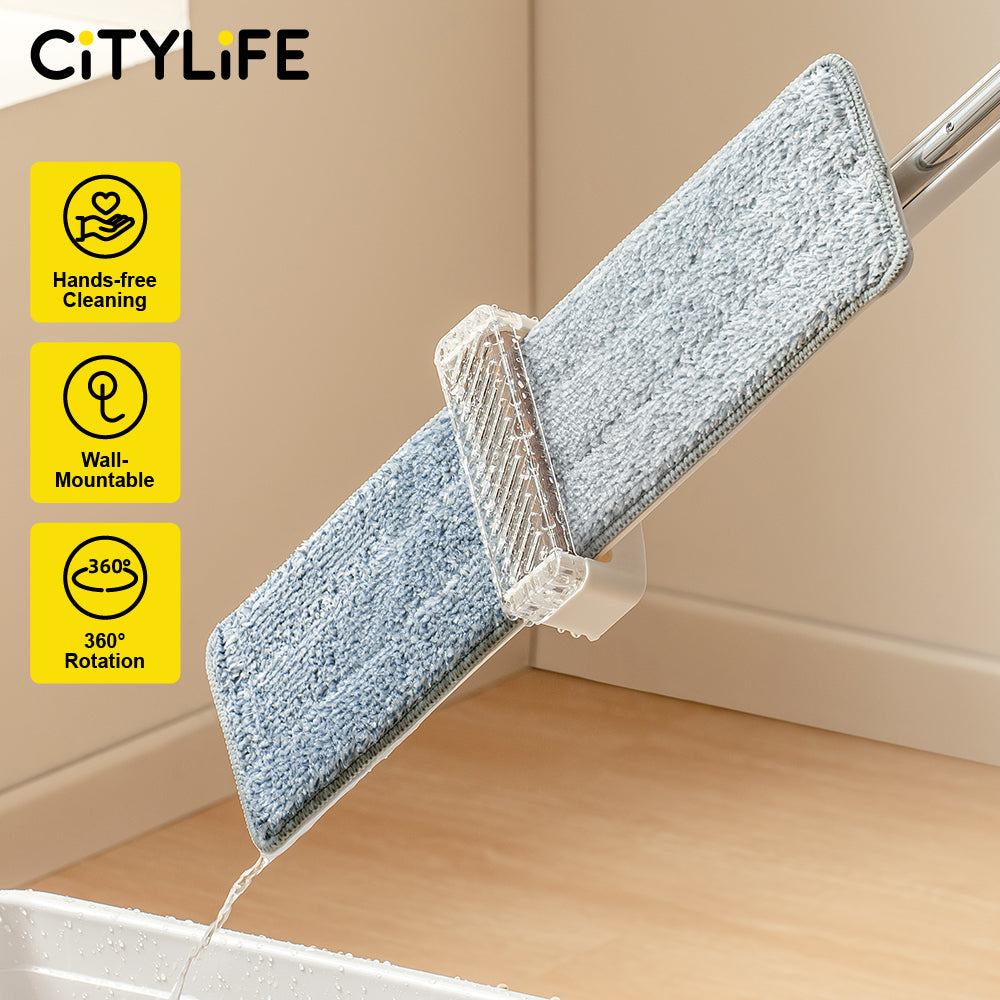🔥NEW🔥Citylife Lazy Mop Set Hand Free Mop Floor Cleaner Flat Wet Dry Mop 360 Swivel Microfiber Cleaning Tool