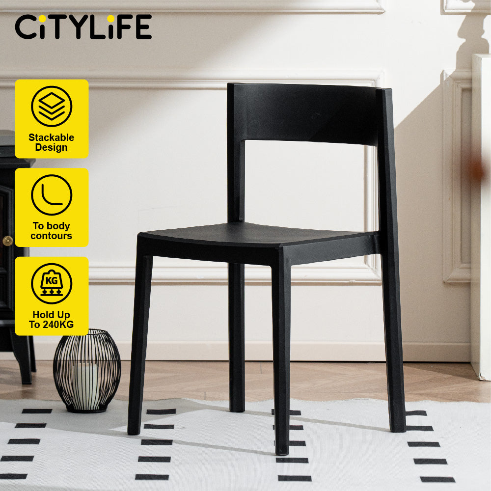 🔥NEW🔥Citylife Nordic Plastic Chair Dining Chair Stackable Home Chair Thickened Coffee Chair Plastic Chair