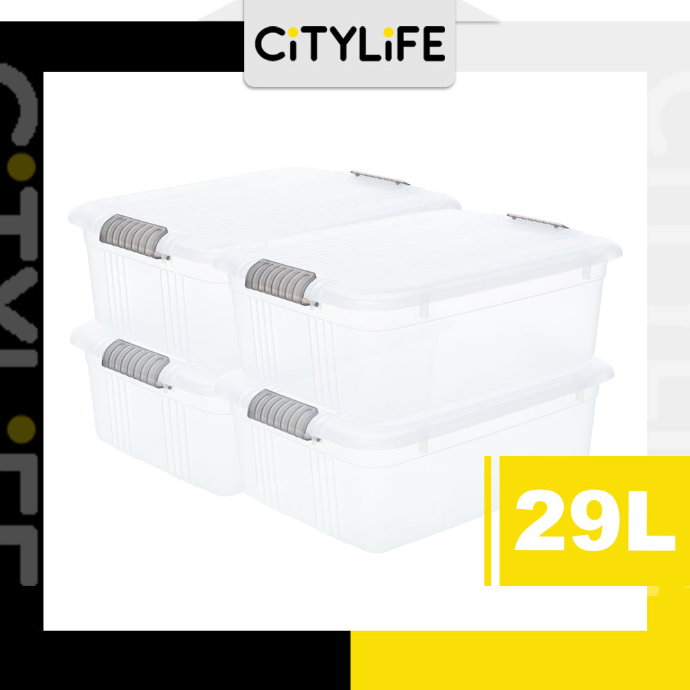 (Bundle of 2) Citylife 29L Transparent Container Box Underbed Stackable Storage X-6342