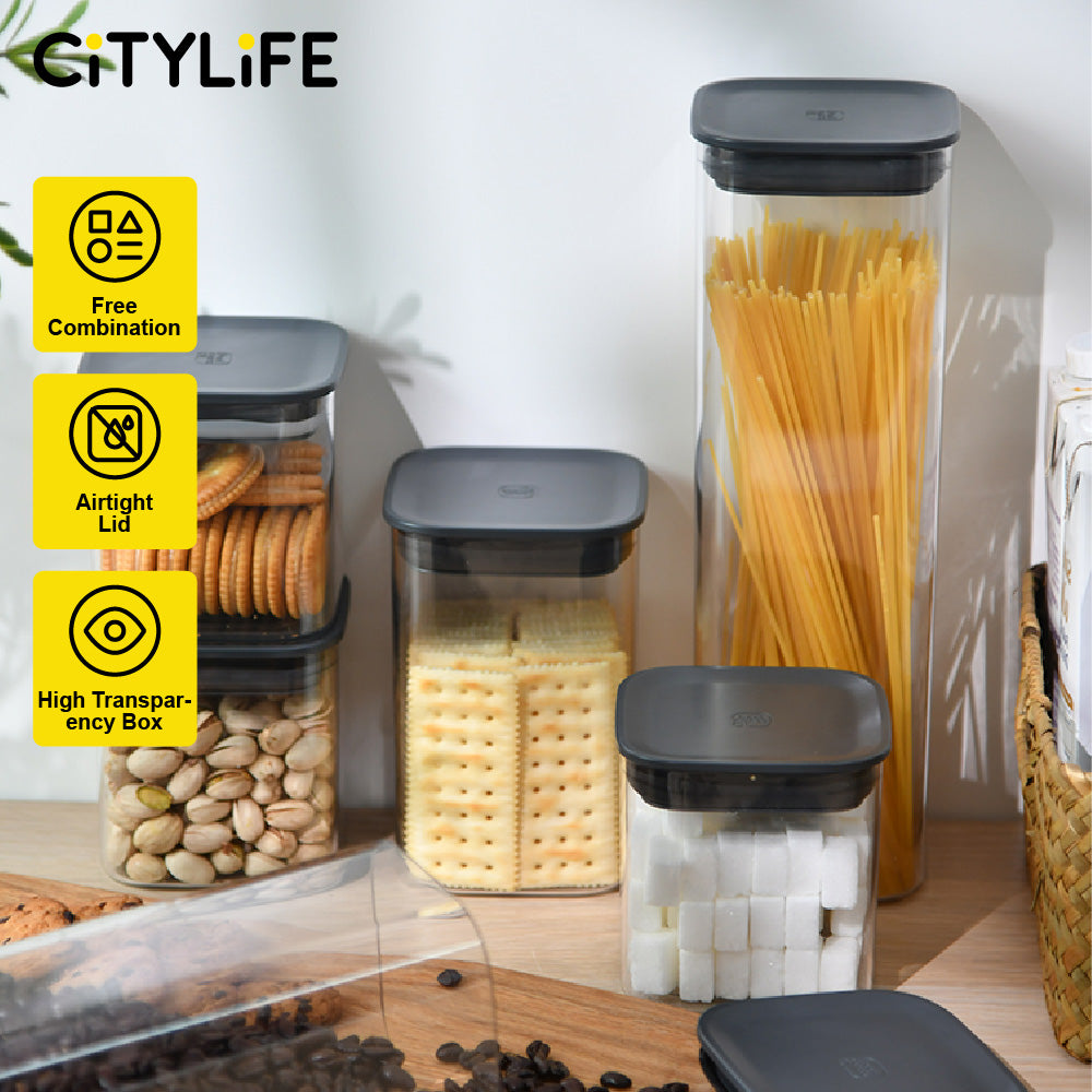 Citylife 0.7L-2.1L Stackable Airtight Food Container Spice Food Airtight Grain Storage Jars